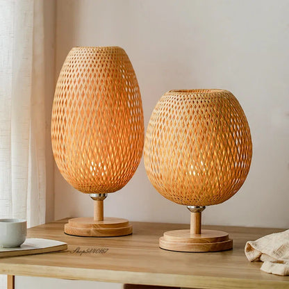 Natural Bamboo Rustic Desk Lamp