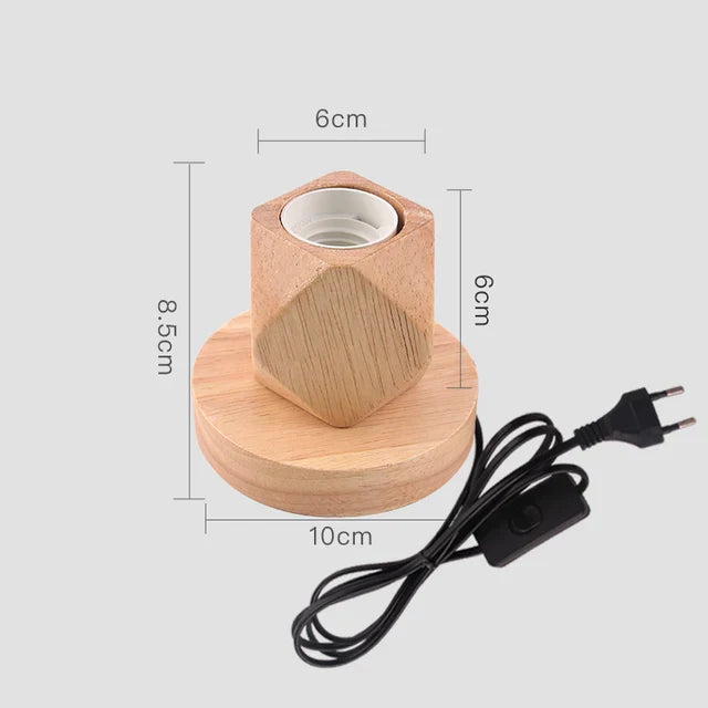 Vintage Wood Desk Lamp with Globe Shade