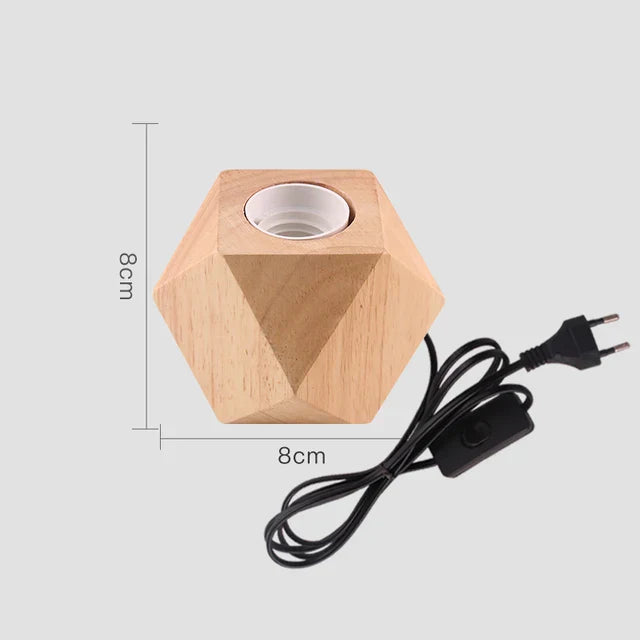 Vintage Wood Desk Lamp with Globe Shade
