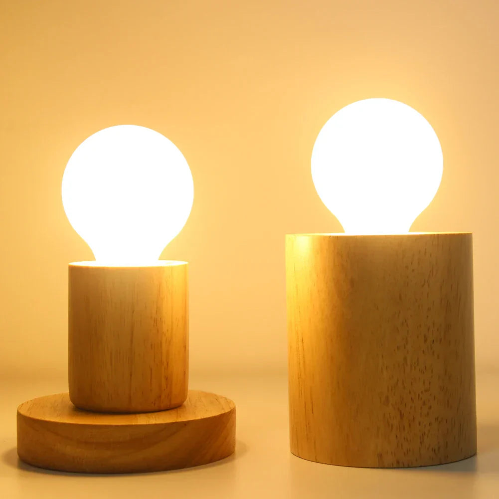 Vintage Wood Desk Lamp with Globe Shade