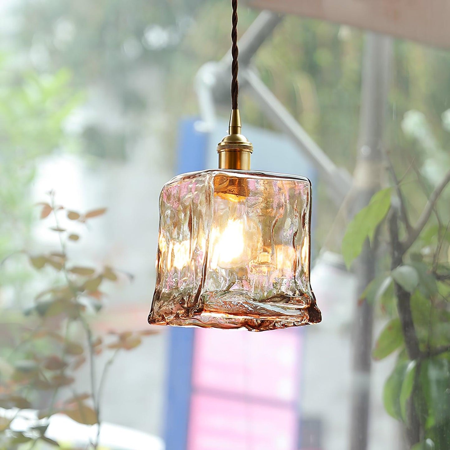 Retro Style Glass Hanging Pendant Light