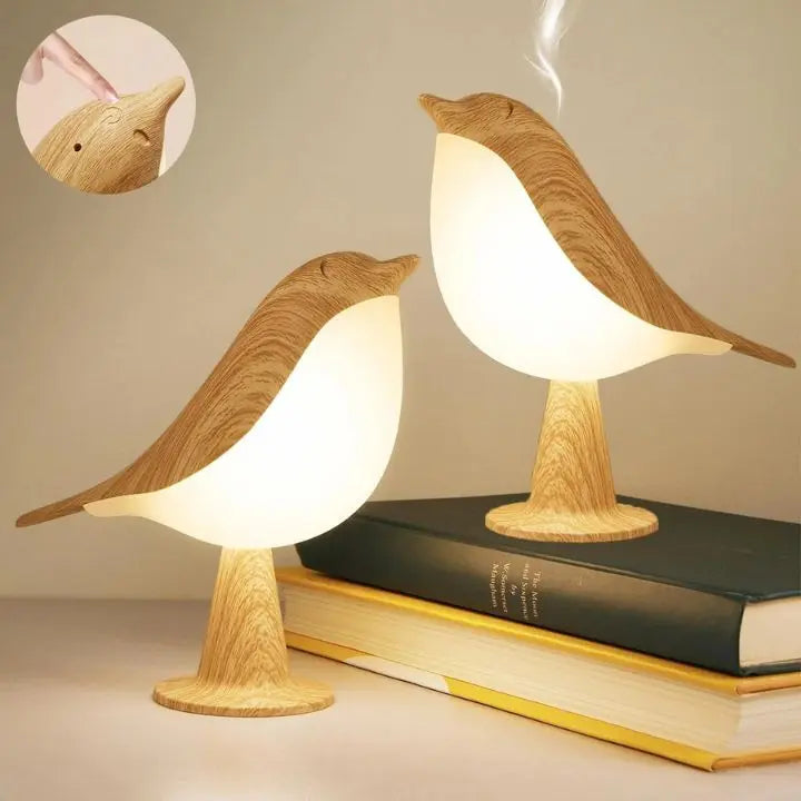 Wooden Bird Night Lamp with Dimmer and Aroma Diffuser