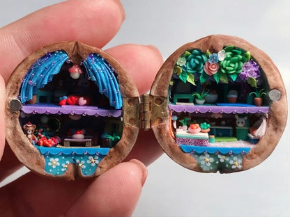 Unique Wooden Miniature Dollhouse with LED Lighting