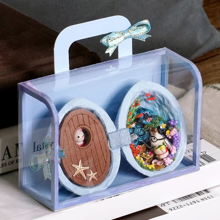 Unique Wooden Miniature Dollhouse with LED Lighting