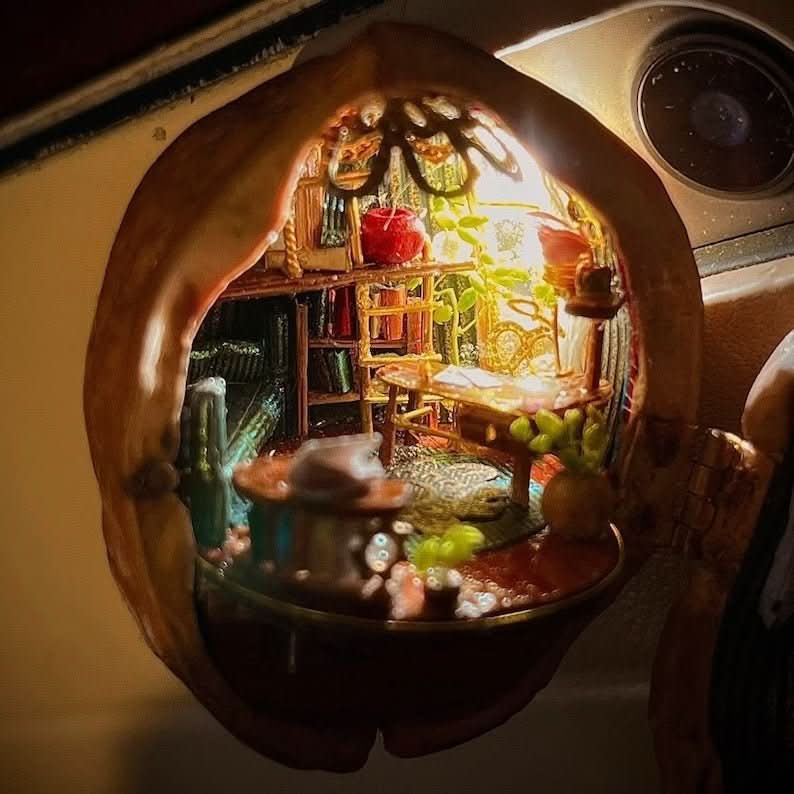 Unique Wooden Miniature Dollhouse with LED Lighting