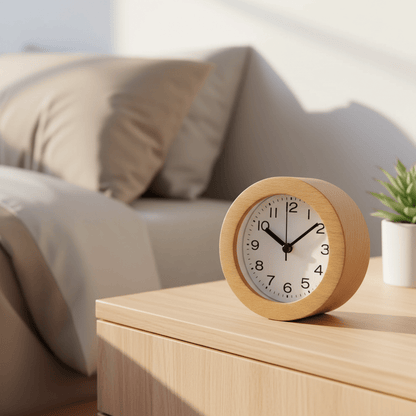 Quiet Wooden Alarm Clock for Bedside Tables - Cofik