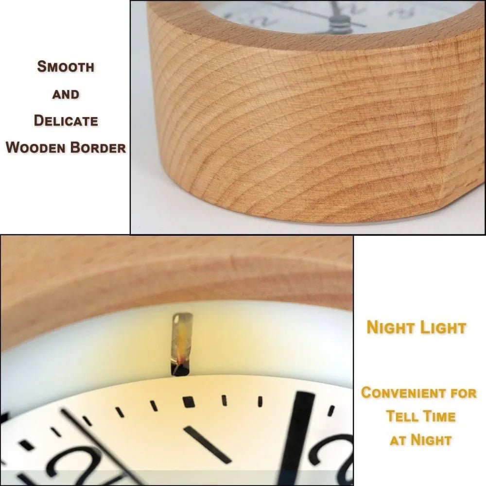 Quiet Wooden Alarm Clock for Bedside Tables