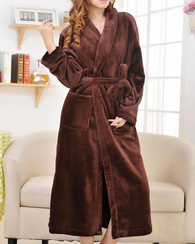 Soft Plush Fleece Bathrobe for Ladies - Cofik