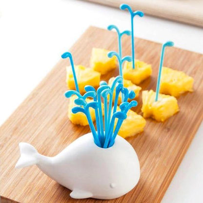 Colorful Whale Food Picks Set