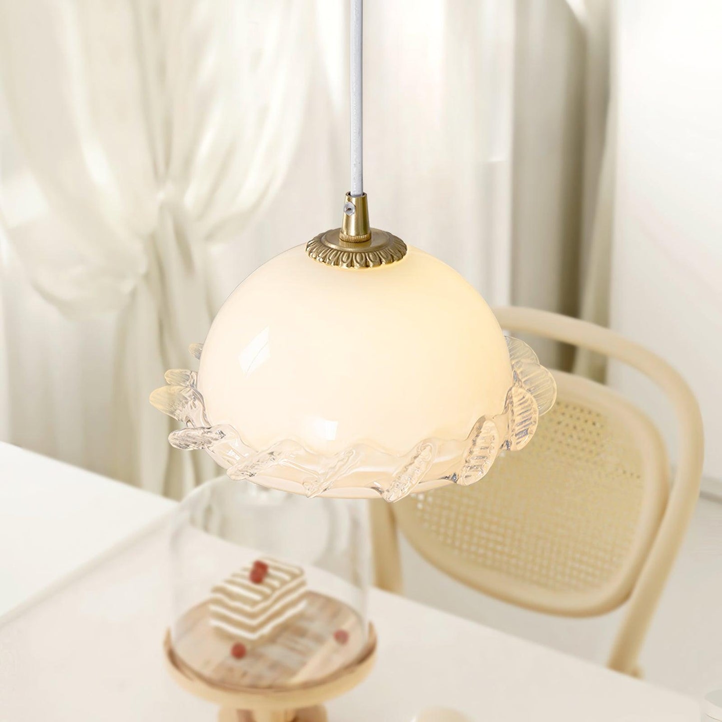 Vintage Clear Glass Hanging Pendant Light Fixture