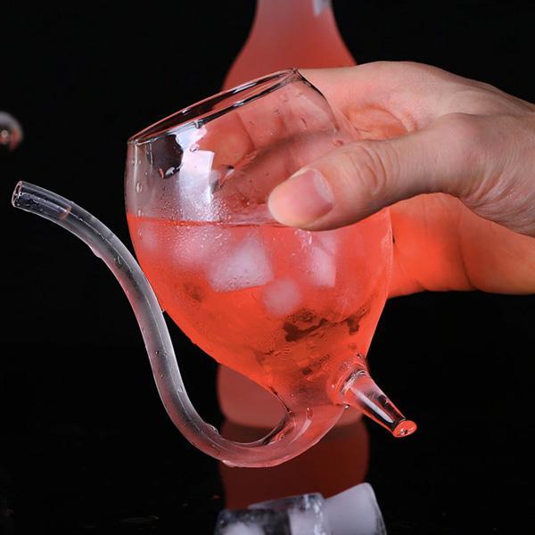 Fun Party Wine Glass with Straw