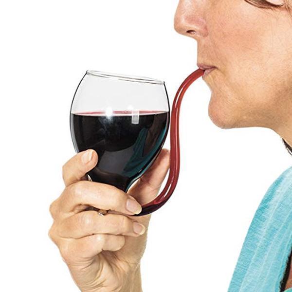 Fun Party Wine Glass with Straw