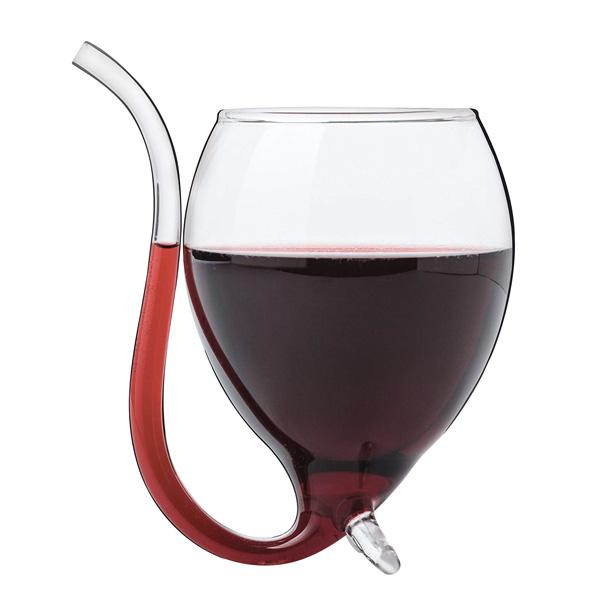 Fun Party Wine Glass with Straw