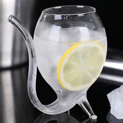 Fun Party Wine Glass with Straw