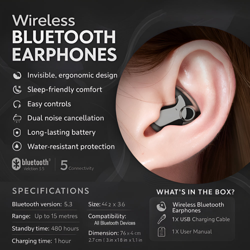 Wireless Bluetooth Earbuds with Noise Cancelling In Ear Headphones