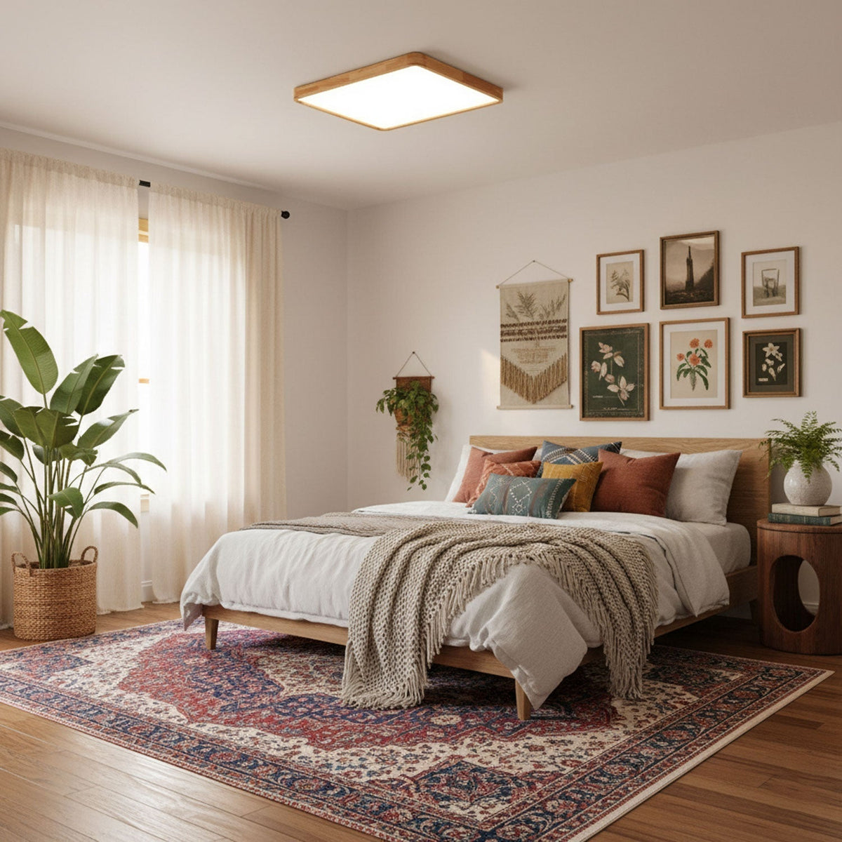 Natural Wood LED Pendant Light Fixture