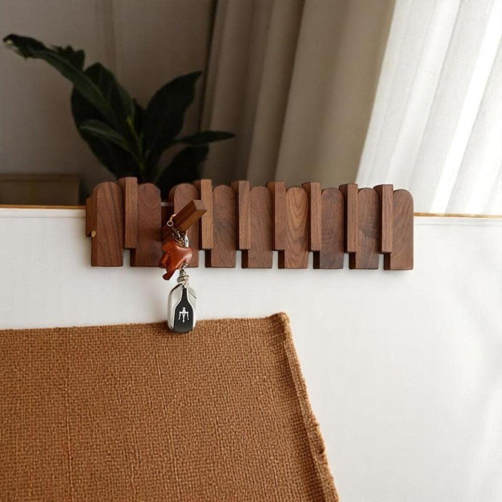 Rustic Wood Wall Mounted Coat Hook Rack