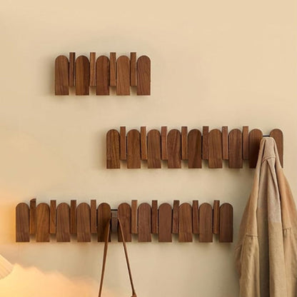 Rustic Wood Wall Mounted Coat Hook Rack