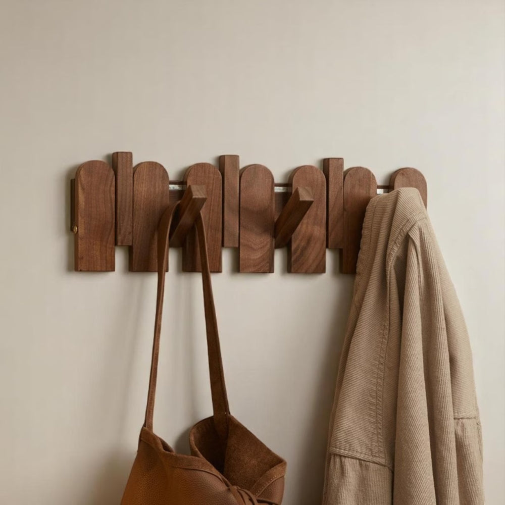 Rustic Wood Wall Mounted Coat Hook Rack