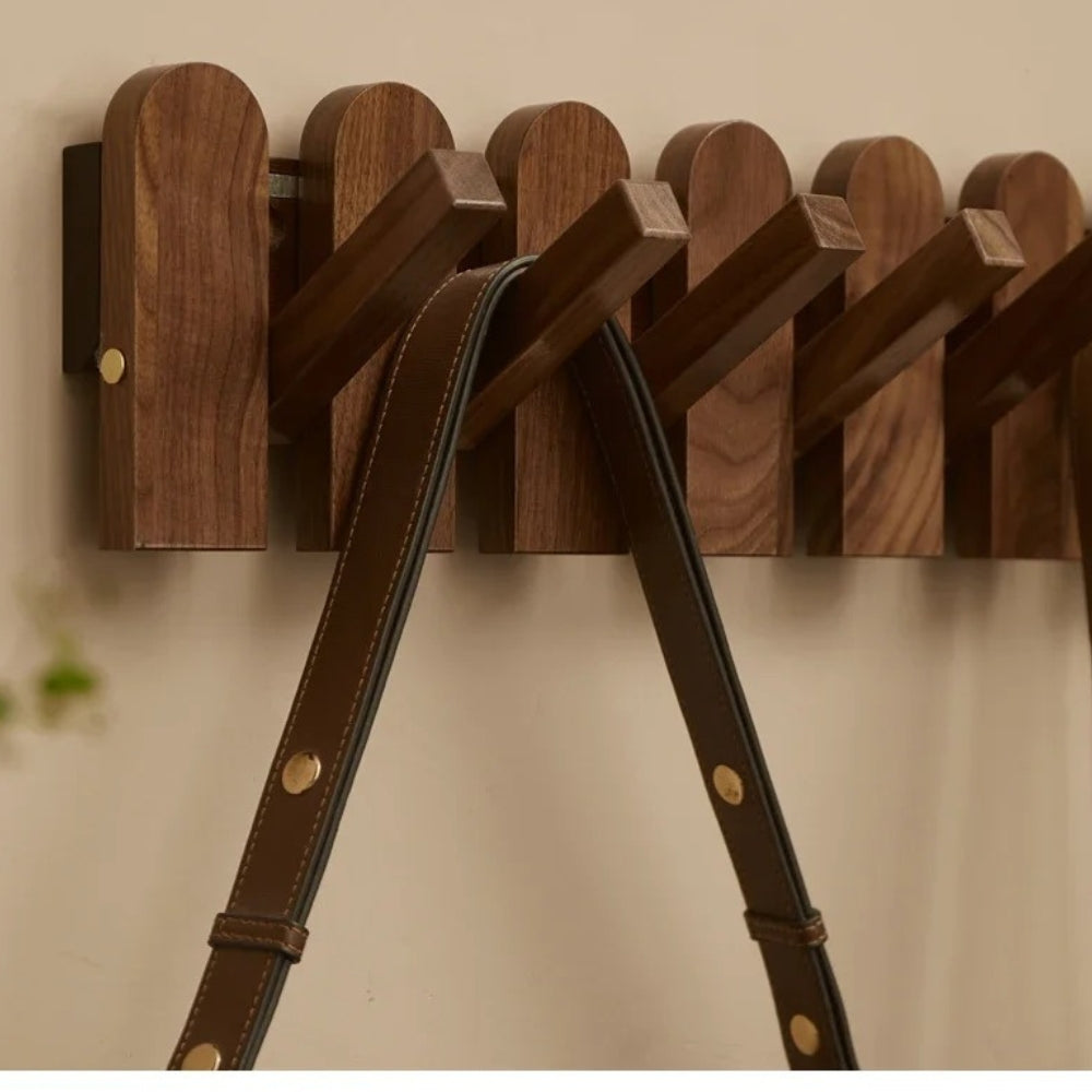 Rustic Wood Wall Mounted Coat Hook Rack