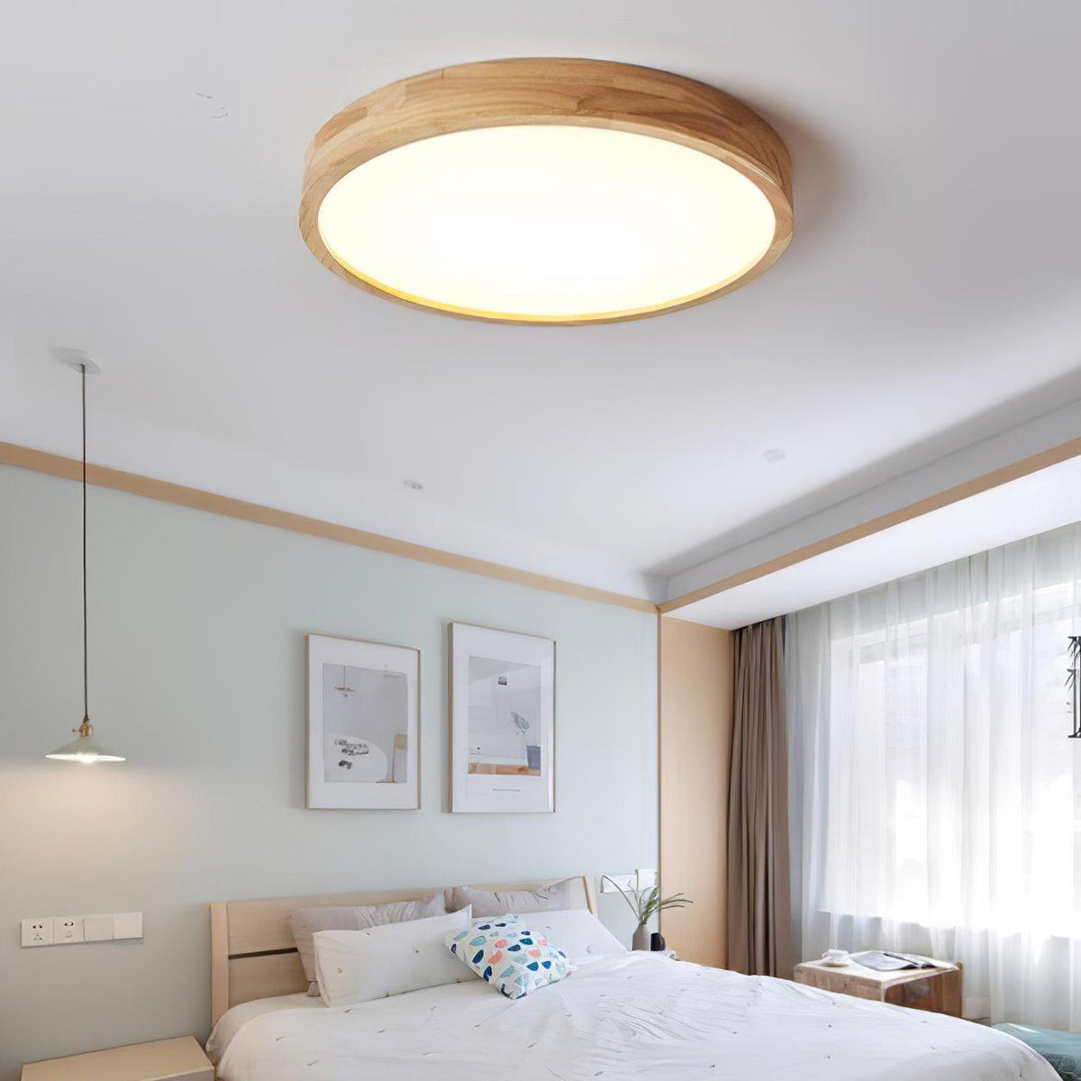 Natural Wood LED Pendant Light Fixture