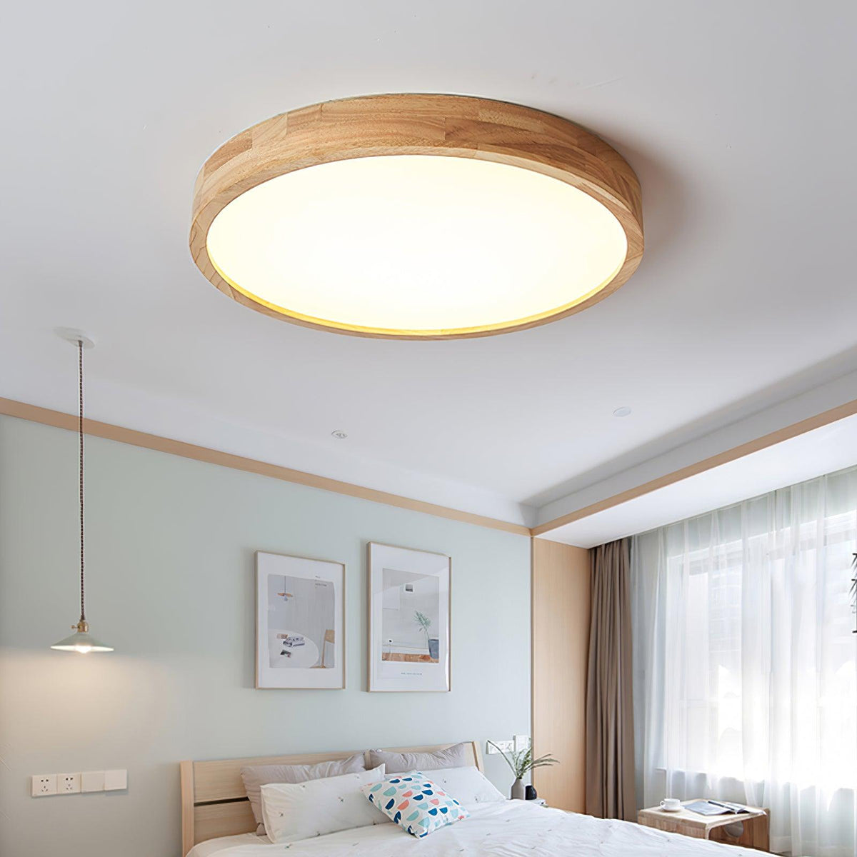 Natural Wood LED Pendant Light Fixture