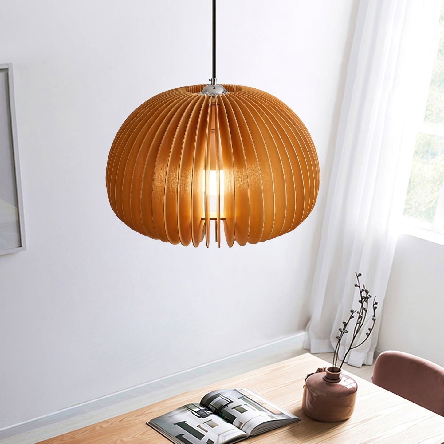 Rustic Autumn Hanging Wooden Pendant Light