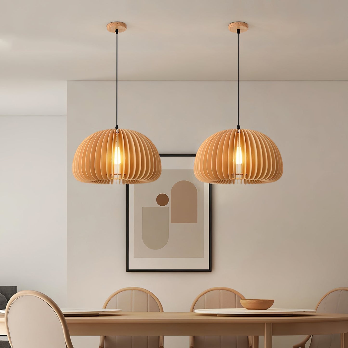 Rustic Autumn Hanging Wooden Pendant Light