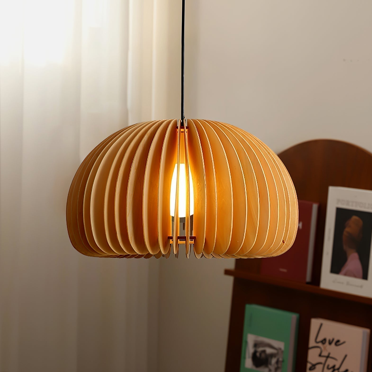 Rustic Autumn Hanging Wooden Pendant Light - Cofik