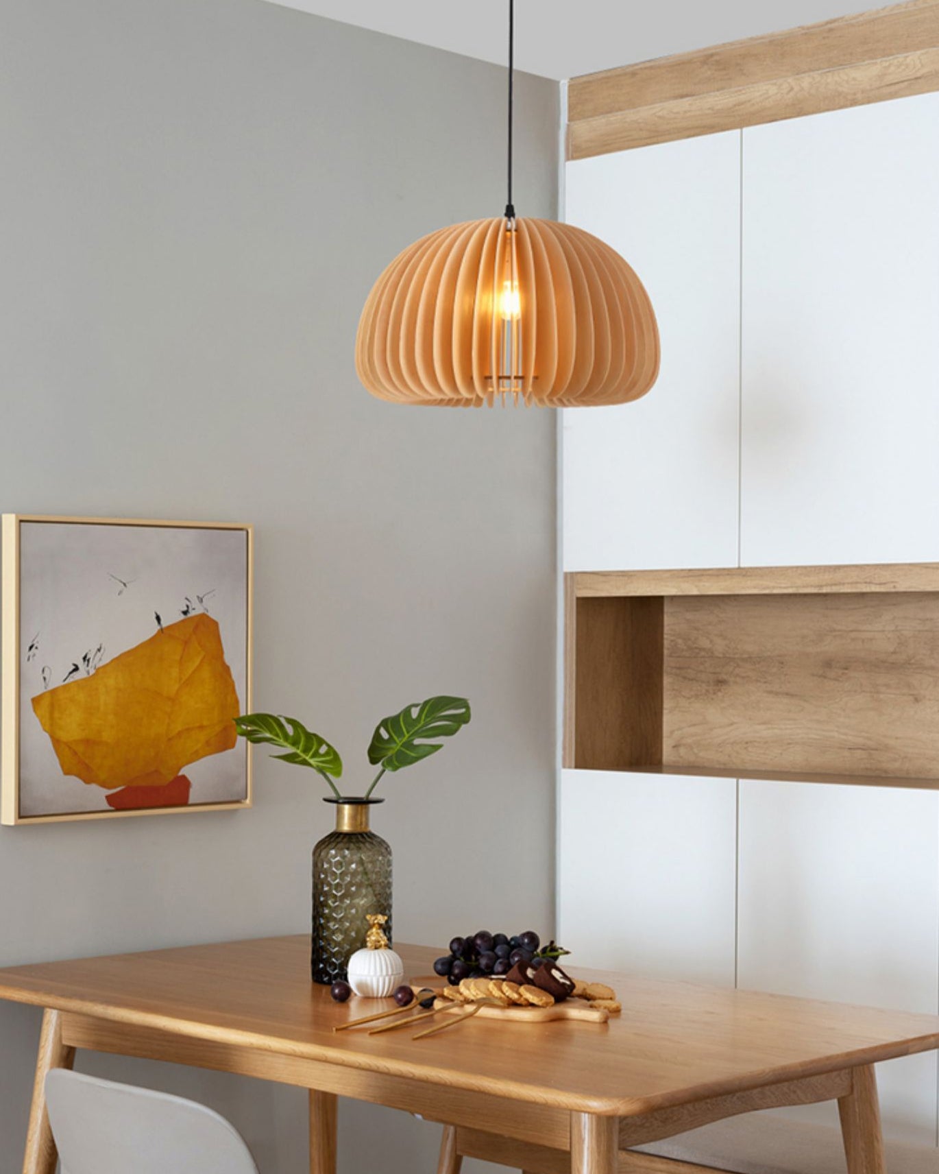 Rustic Autumn Hanging Wooden Pendant Light