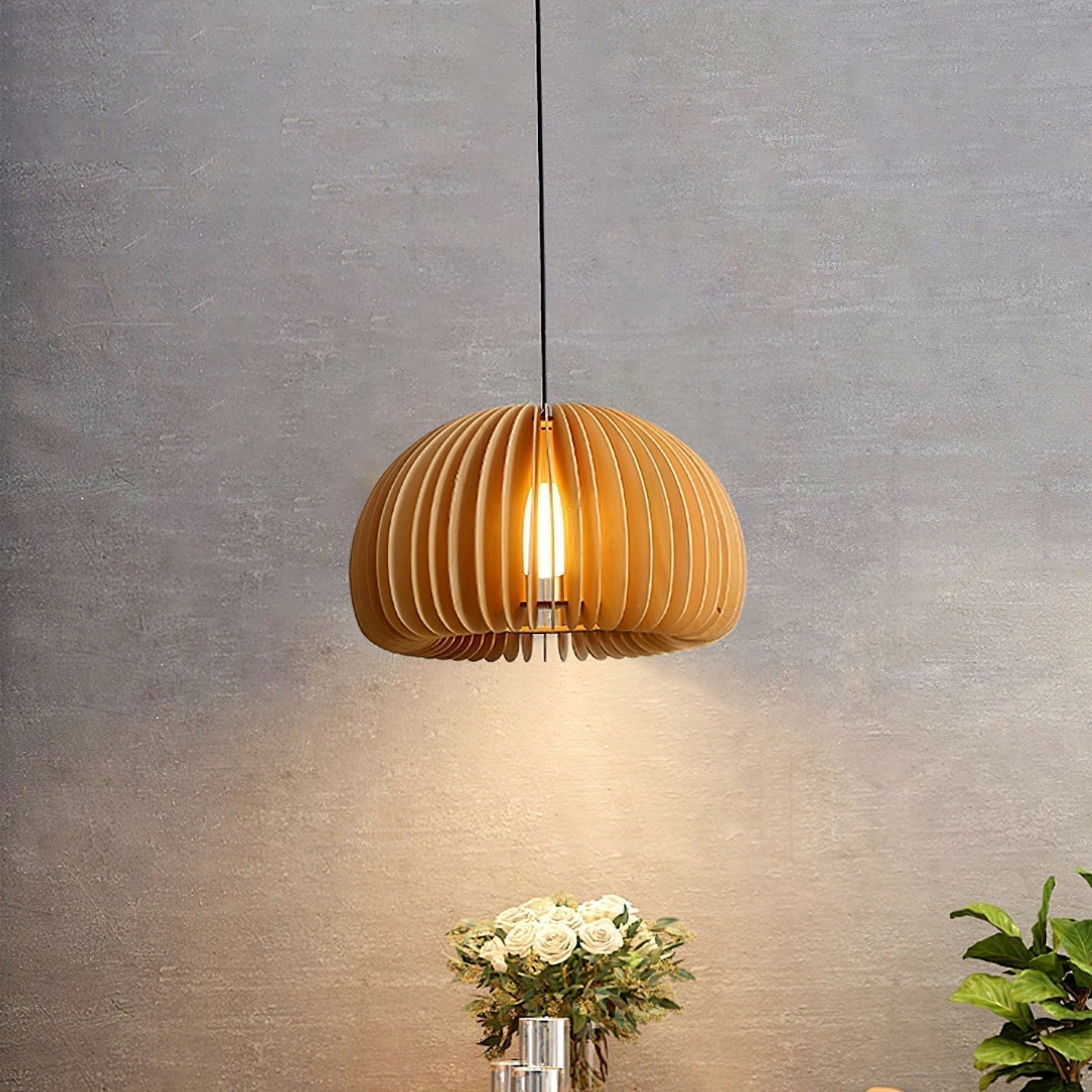 Rustic Autumn Hanging Wooden Pendant Light
