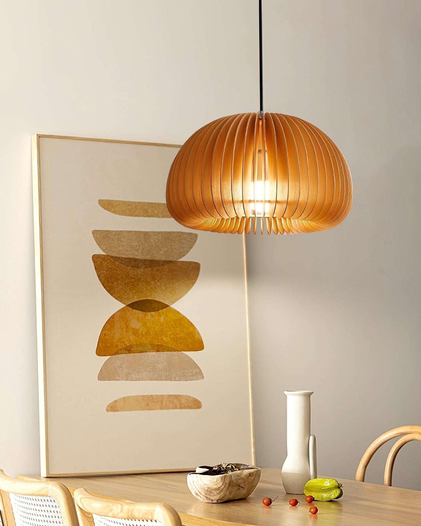 Rustic Autumn Hanging Wooden Pendant Light