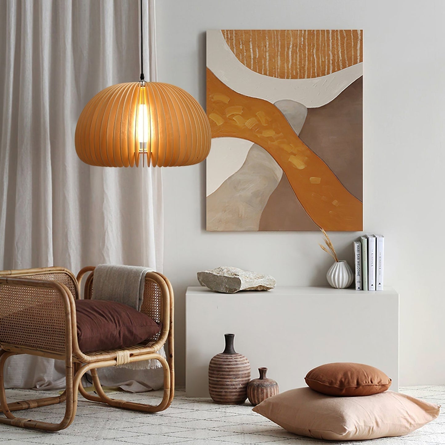 Rustic Autumn Hanging Wooden Pendant Light