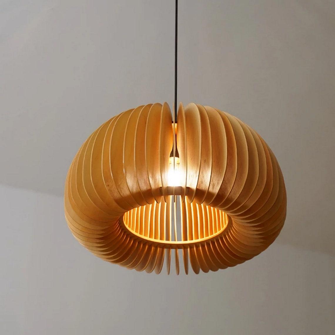Rustic Autumn Hanging Wooden Pendant Light