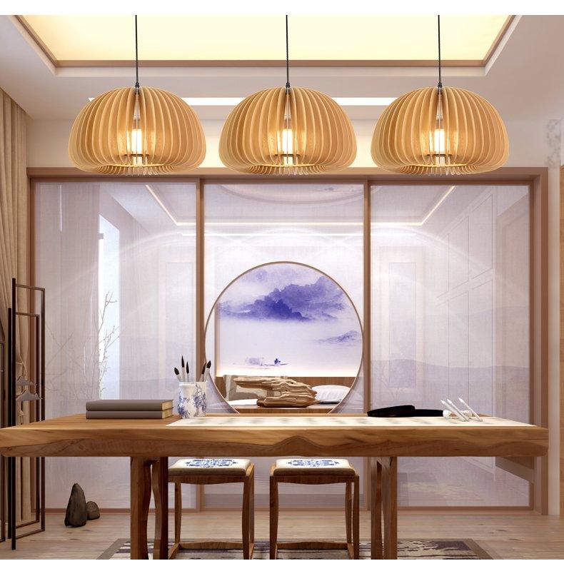 Rustic Autumn Hanging Wooden Pendant Light