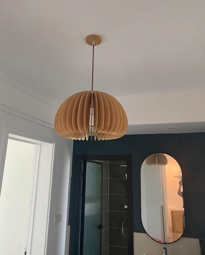 Rustic Autumn Hanging Wooden Pendant Light