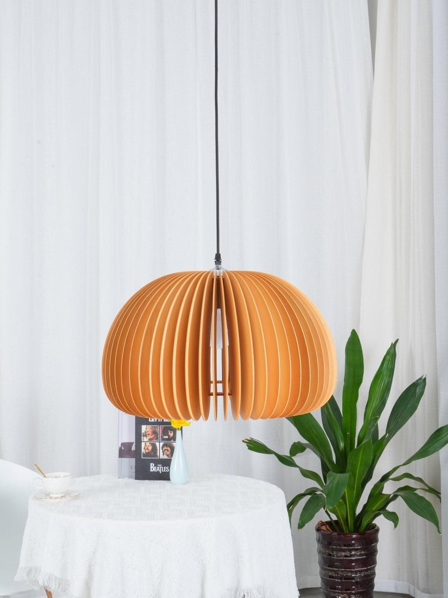 Rustic Autumn Hanging Wooden Pendant Light