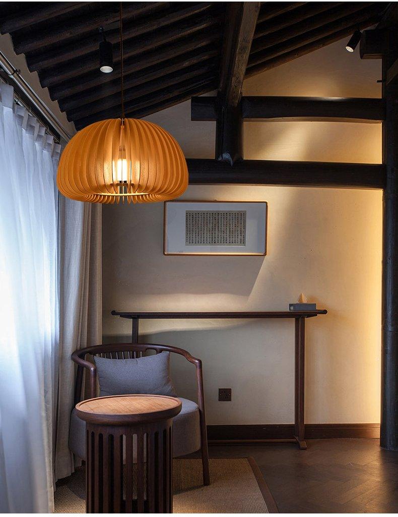 Rustic Autumn Hanging Wooden Pendant Light