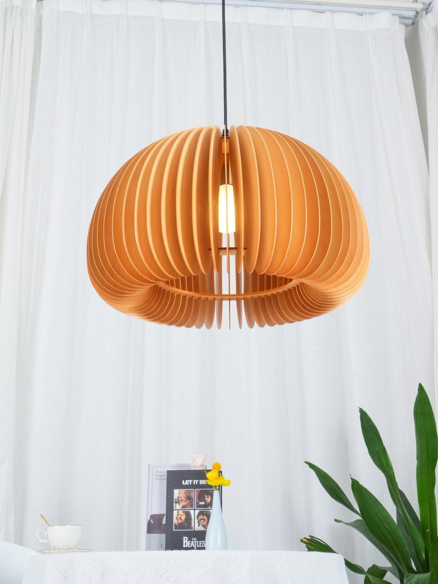 Rustic Autumn Hanging Wooden Pendant Light