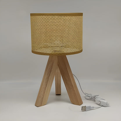 Eco Friendly Woven Rattan Table Lamp with USB and LED