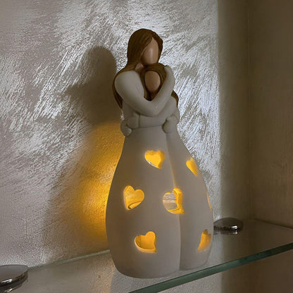 Warm Mother Daughter Figure Candle Holder