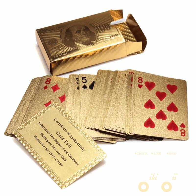Luxury Gold Playing Cards with Wooden Storage Box
