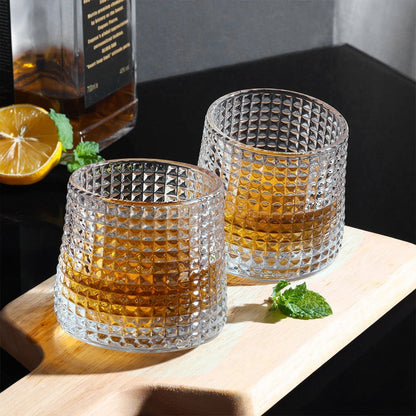 Premium Rotating Whiskey Glass Set