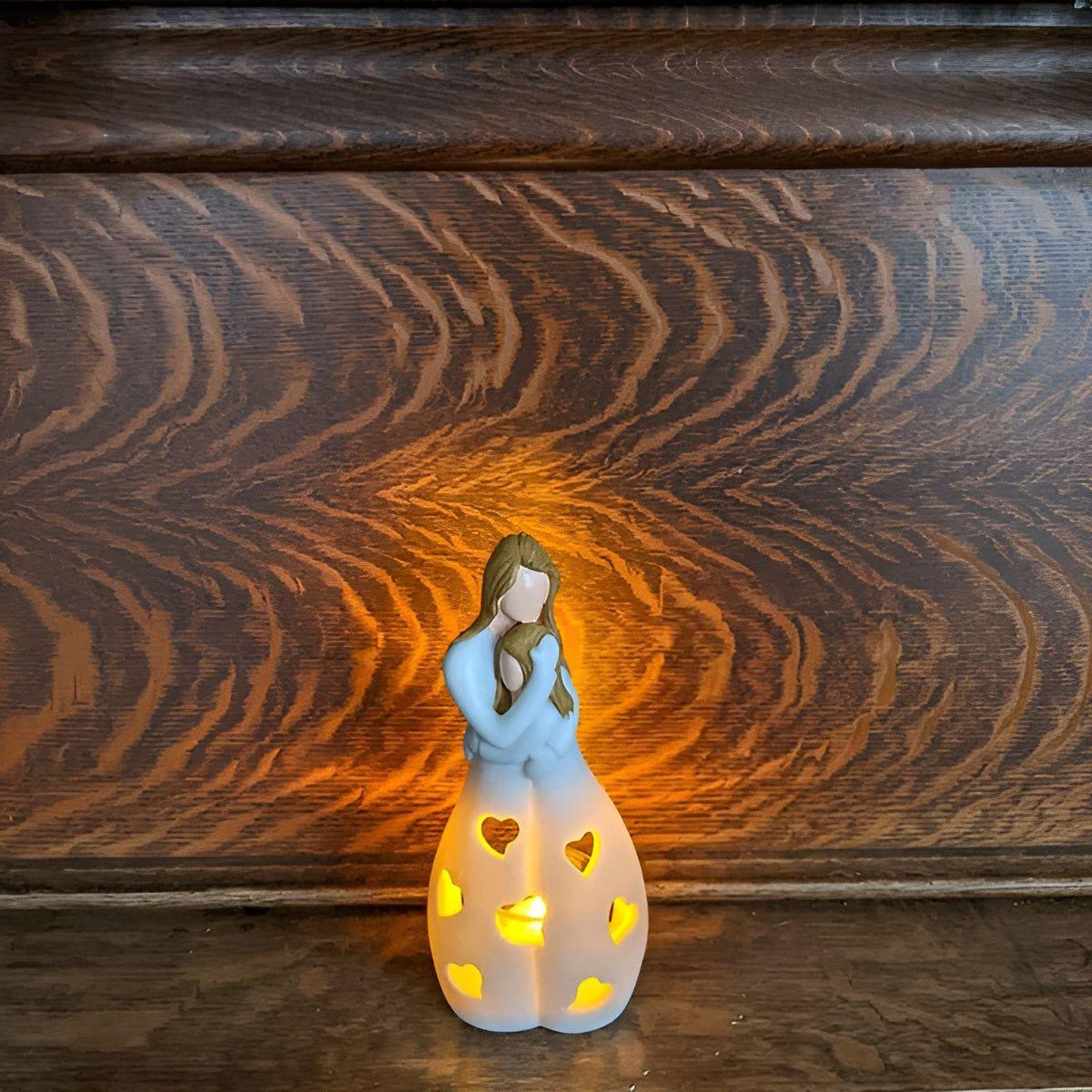 Warm Mother Daughter Figure Candle Holder