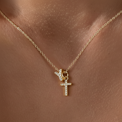 Delicate Initial Cross Pendant Necklace