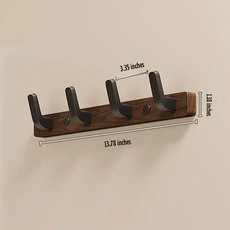 Simple Wooden Wall Coat Rack with Metal Hook