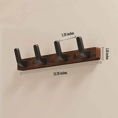 Simple Wooden Wall Coat Rack with Metal Hook