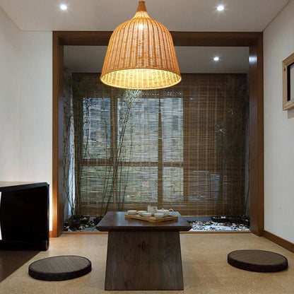 Natural Woven Rattan Pendant Light Fixture - Cofik