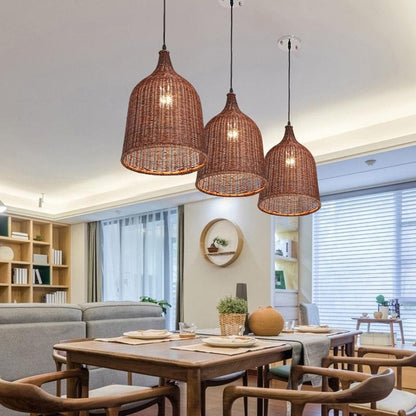 Natural Woven Rattan Pendant Light Fixture
