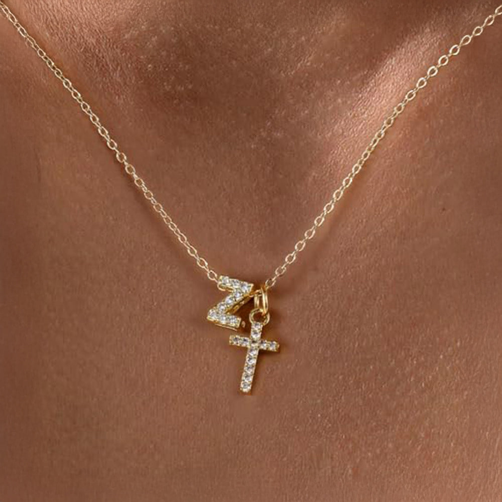 Delicate Initial Cross Pendant Necklace
